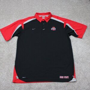 Nike Ohio State Buckeyes Polo Shirt Adult XL Black/Red Fit Dry Pullover S/S Golf